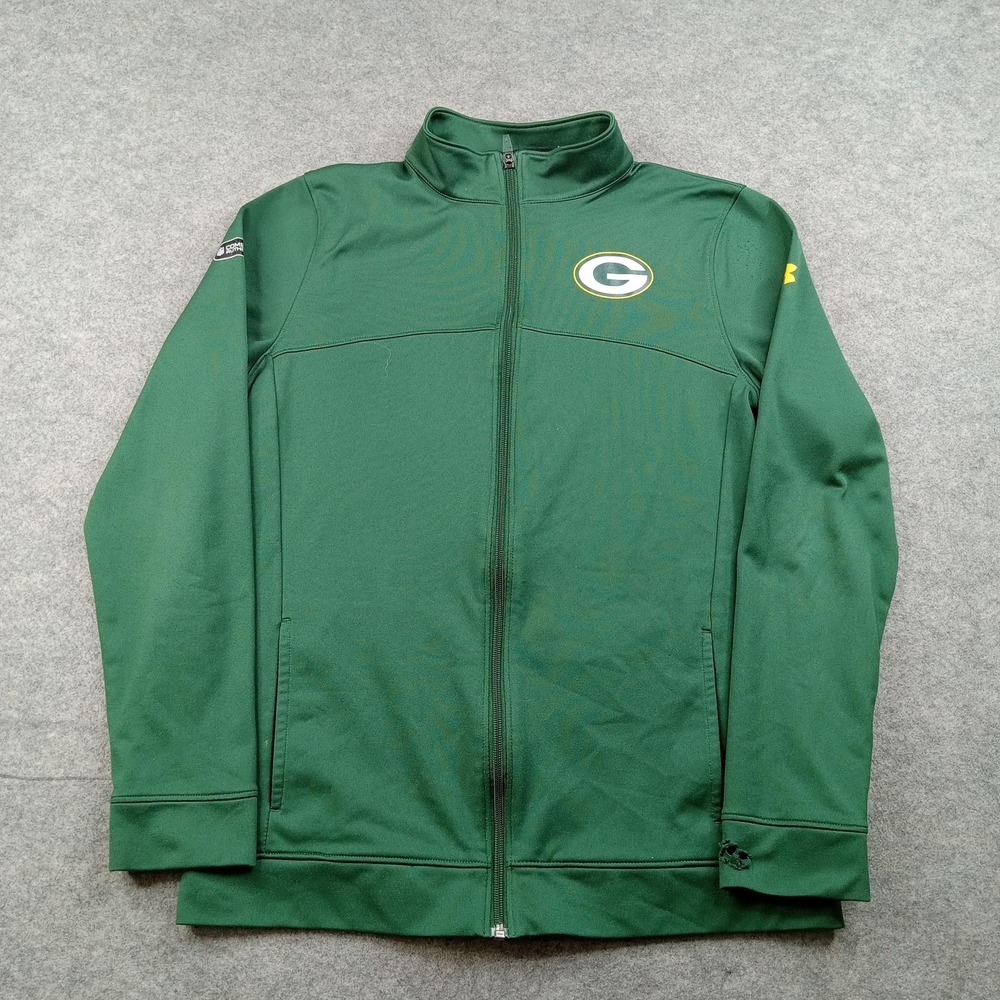 Green‎ Bay Packers Jacket Youth XL Green NFL Football Under Armour Full Zip Boys